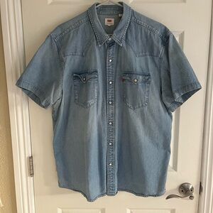Levi's Light Blue Western Denim Pearl-snap Shirt for Men XXL